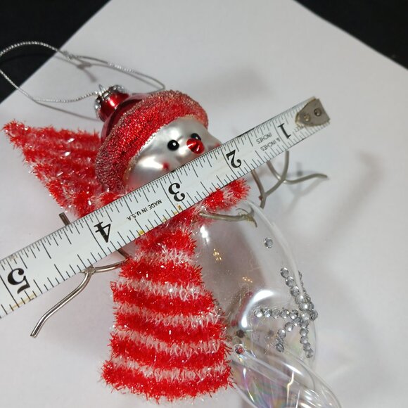 Snowman Ornament Hand Blown Glass Twisted Ice Christmas Tree - Picture 8 of 9